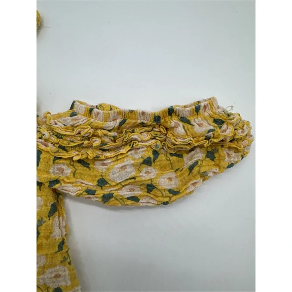 Angel Dear Baby Girl Yellow Floral Cotton Dress‎ And Diaper Cover 6-12  Month